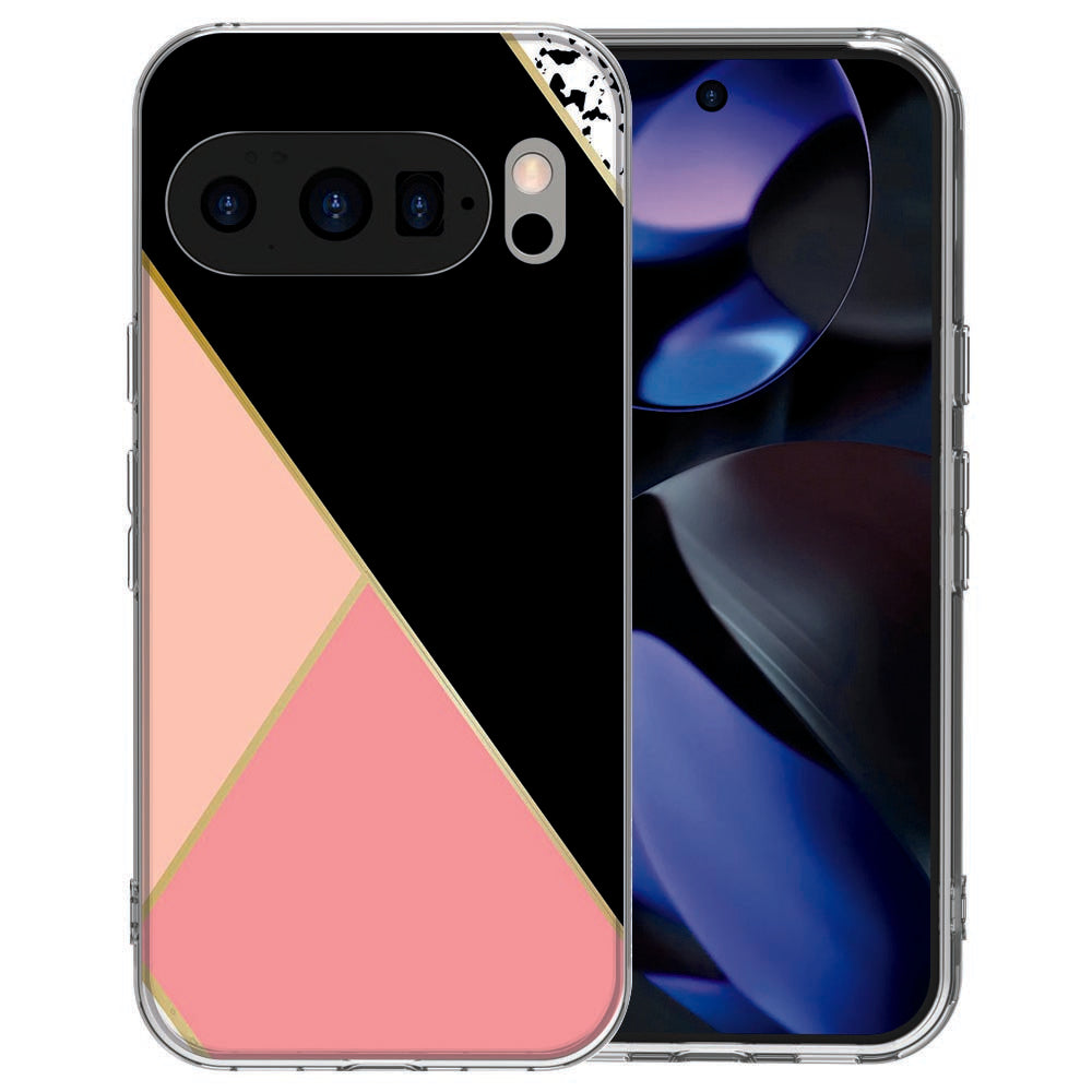 Pixel 10 / 10 Pro siliconen hoesje Black Pink Shapes - diepzwart met fris roze
