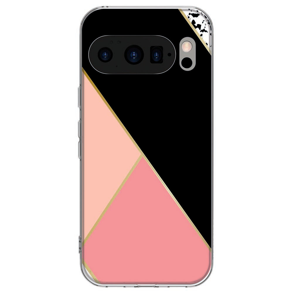Achterkant van Google Pixel 10 / 10 Pro TPU hoesje Black Pink Shapes