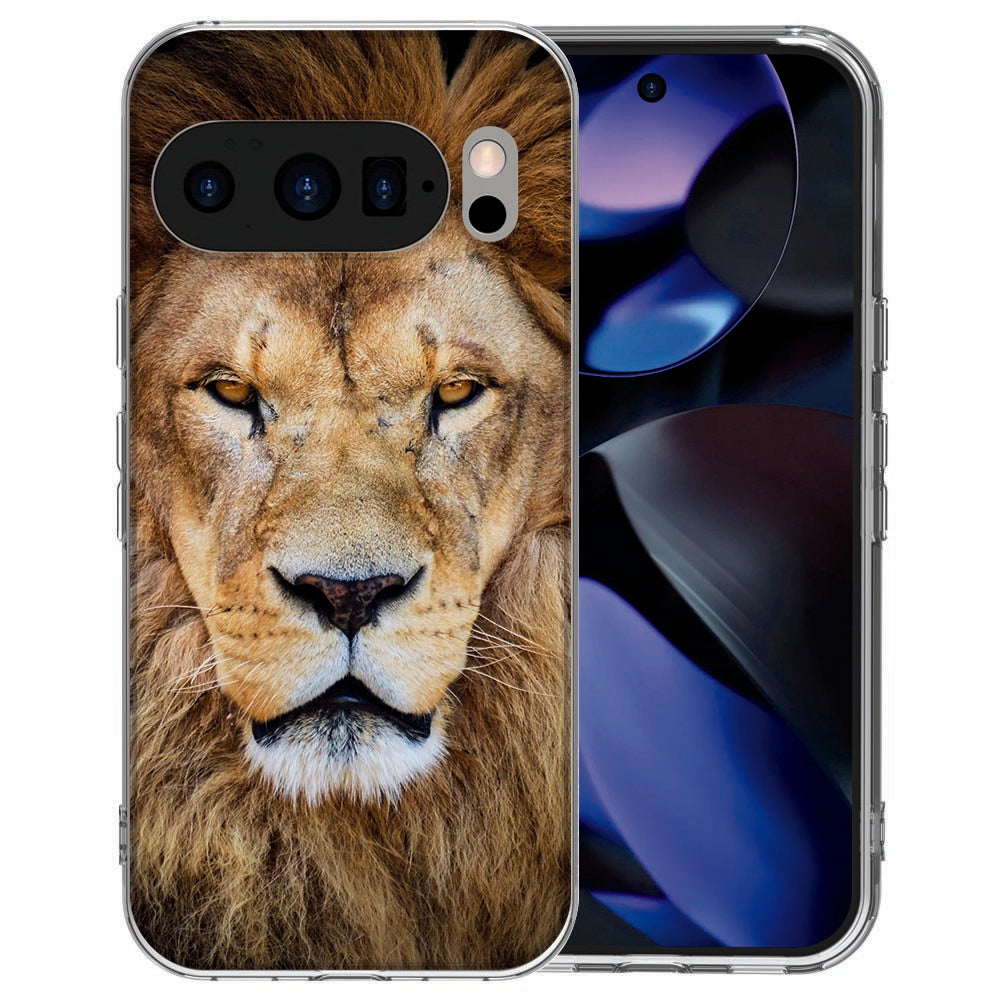 Google Pixel 10 TPU hoesje met Leeuw design in donkerbruin met zwart