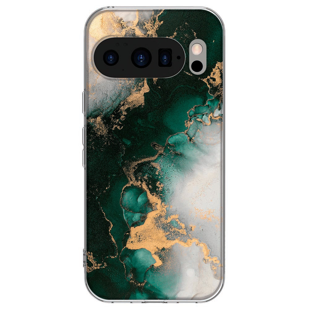 Achterkant van Google Pixel 10 / 10 Pro TPU hoesje Marmer Groen
