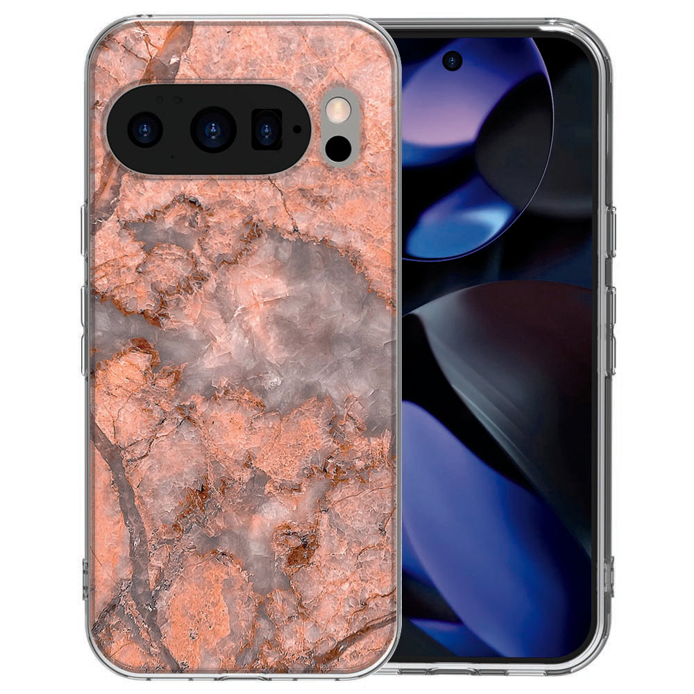 Marmer Oranje hoesje voor Pixel 10 met soft-touch TPU afwerking