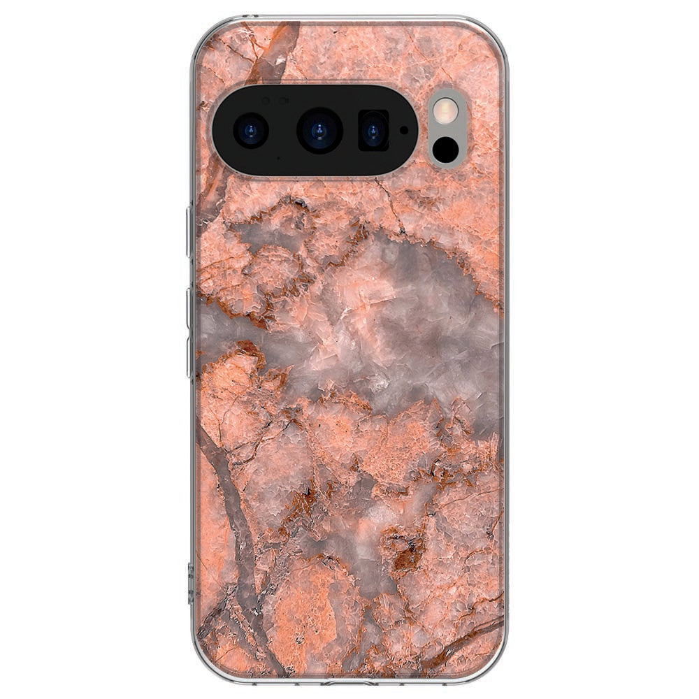Achterkant van Google Pixel 10 / 10 Pro TPU hoesje Marmer Oranje