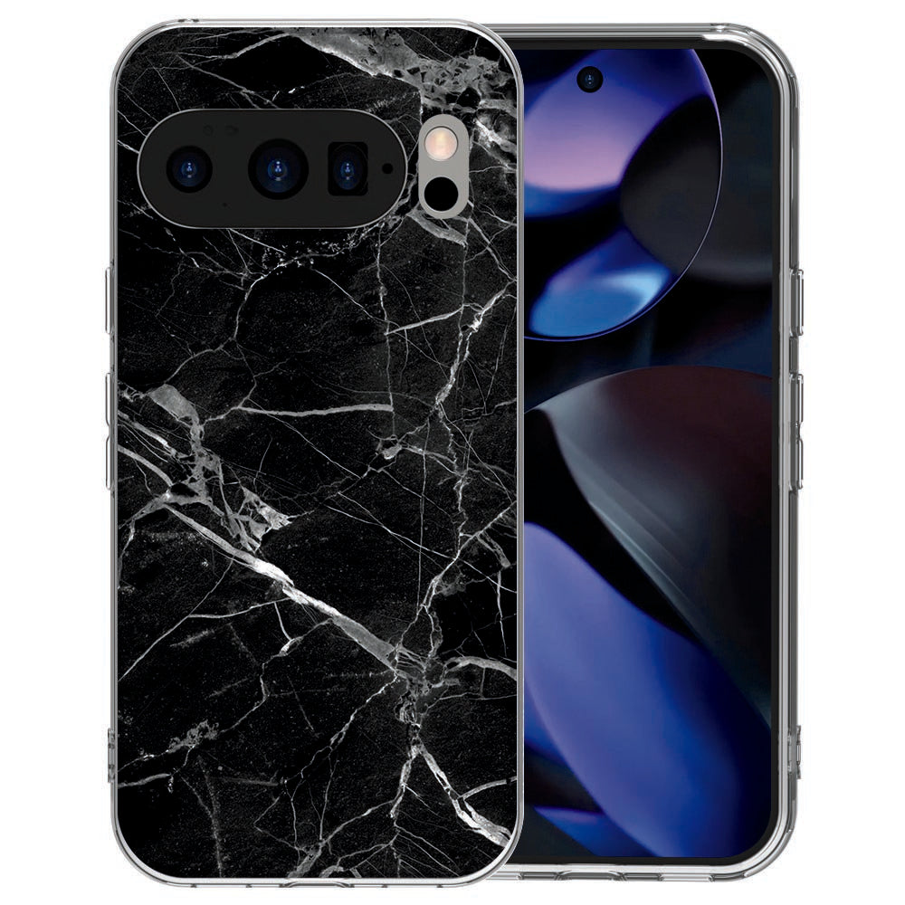 Marmer Zwart hoesje voor Pixel 10 met soft-touch TPU afwerking