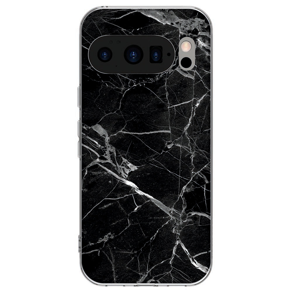 Achterkant van Google Pixel 10 / 10 Pro TPU hoesje Marmer Zwart