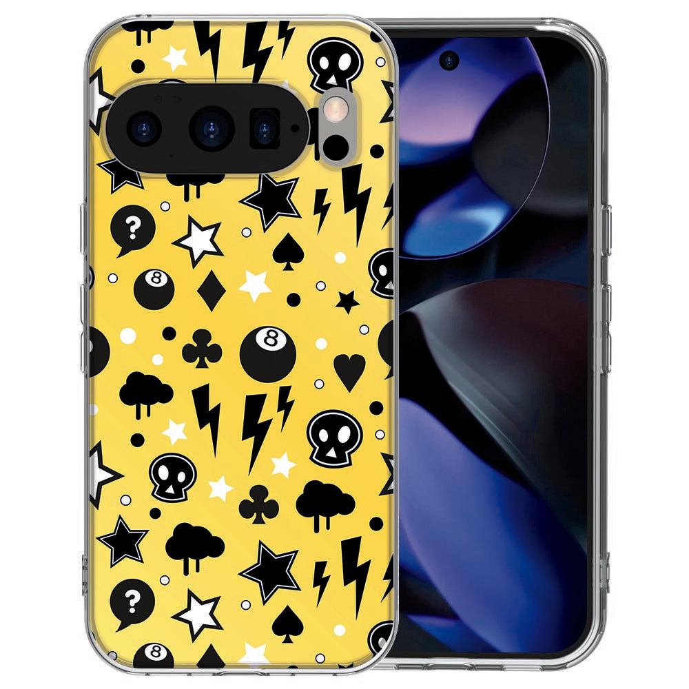 Pixel 10 Pro back cover Punk Yellow in fel geel met meerkleurig