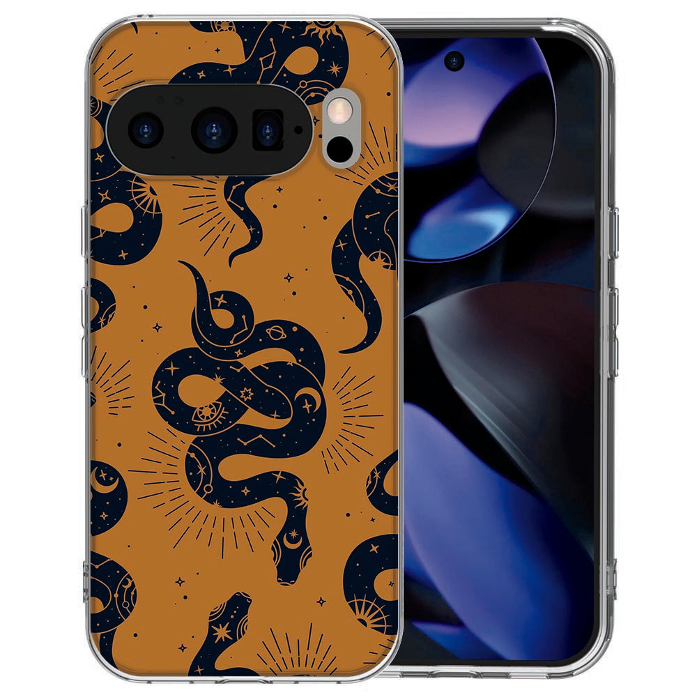 Pixel 10 Pro back cover Snakes in bruin en zwart