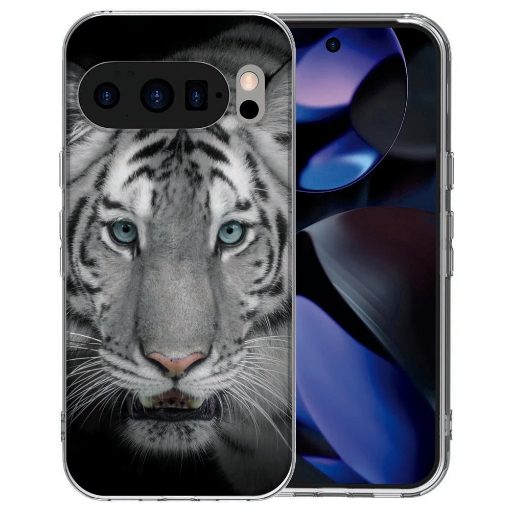 Pixel 10 / 10 Pro siliconen hoesje Tijger - zwart en grijs