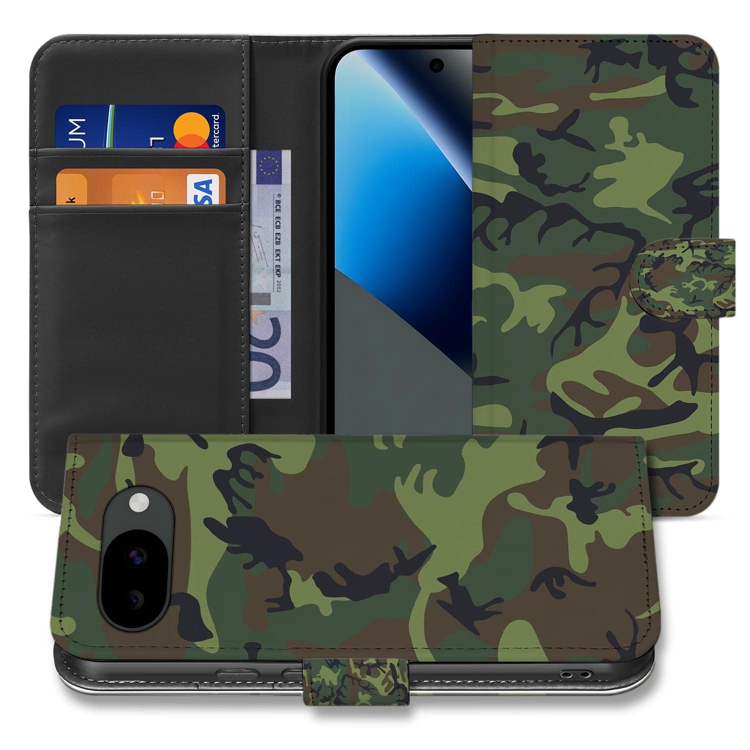 Camouflage Leger bookcase hoesje voor de Google Pixel 10a