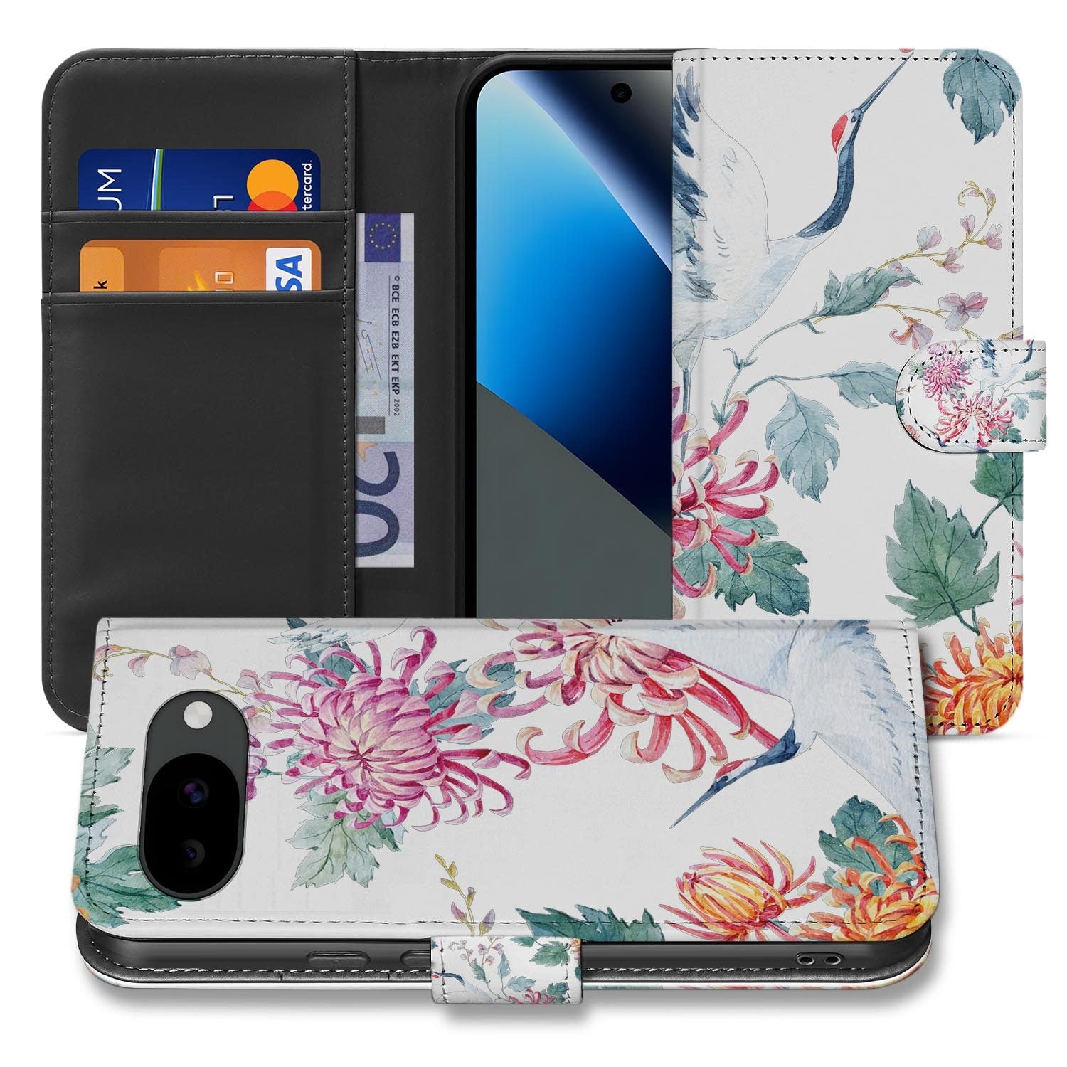 Bird Flowers bookcase hoesje voor de Google Pixel 10a