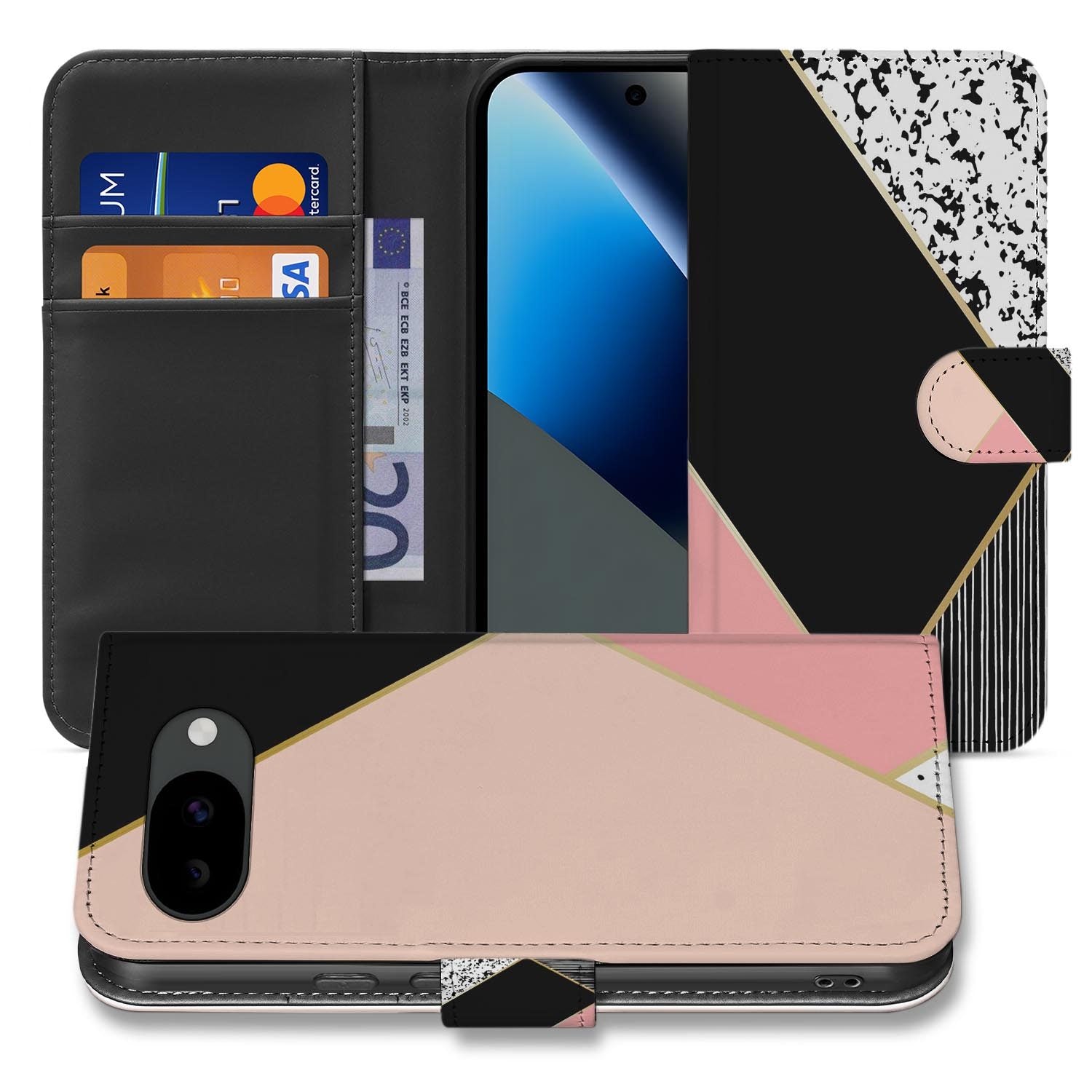 Abstract Roze Zwart bookcase hoesje voor de Google Pixel 10a
