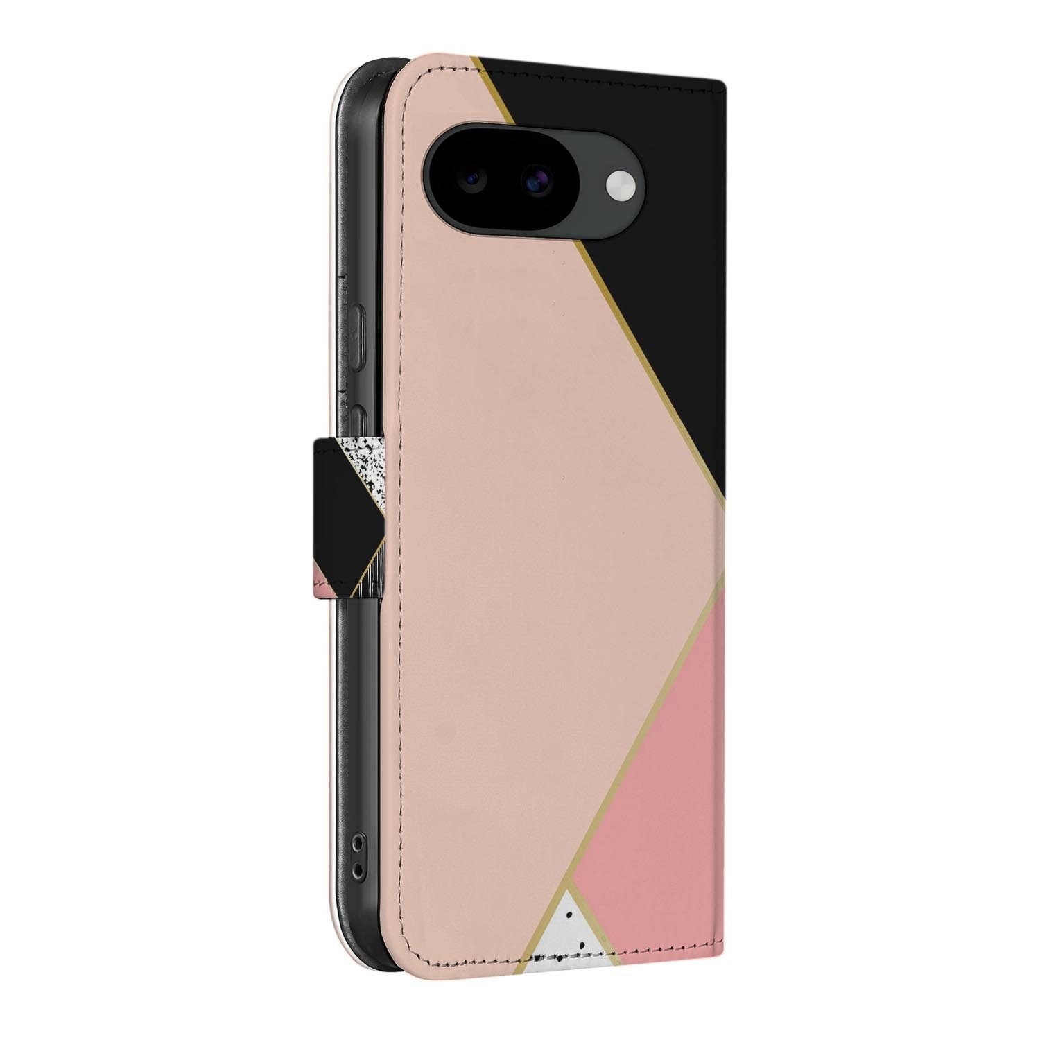 Bookcase hoesje Google Pixel 10a met Abstract Roze Zwart print