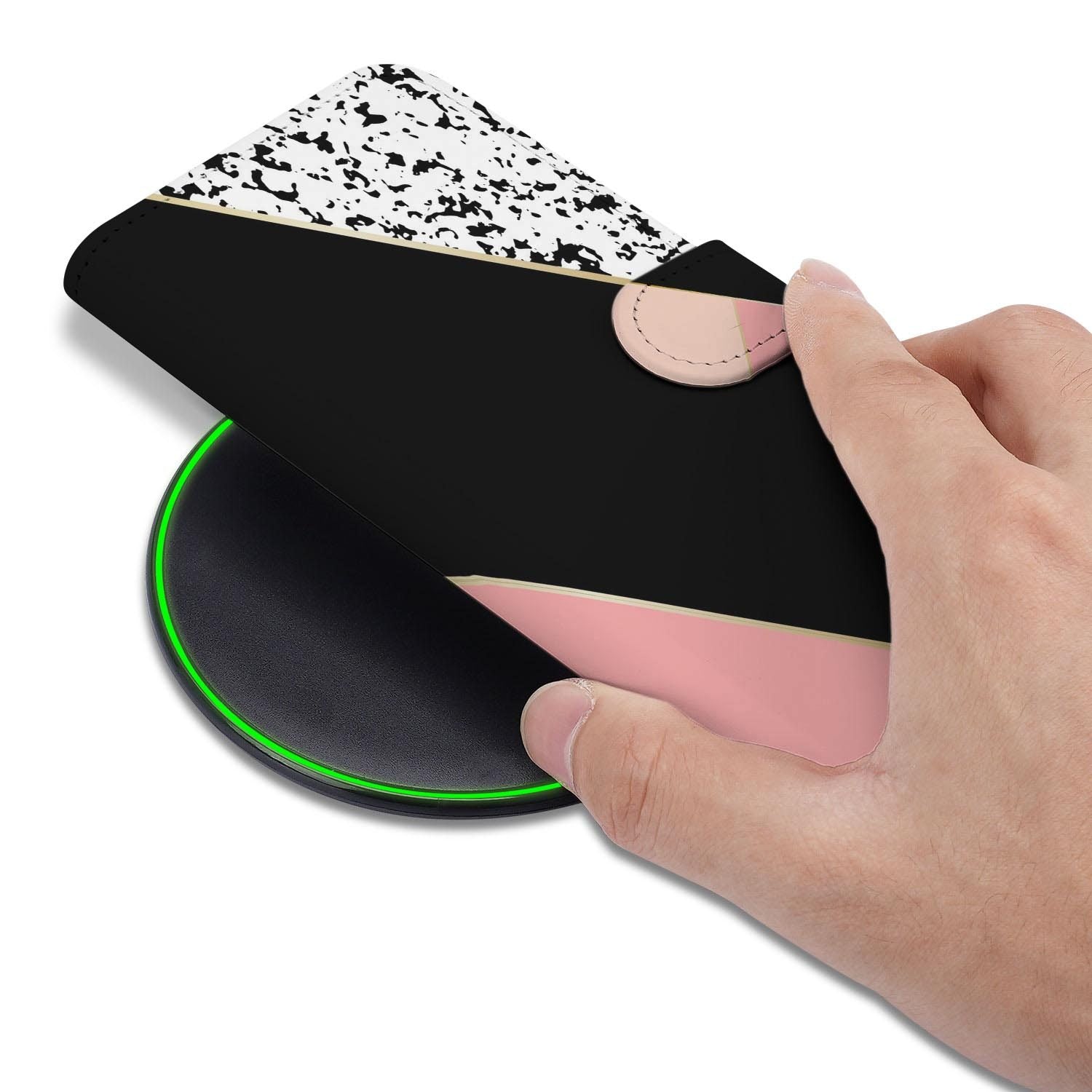 Hoesje met pasjeshouder voor Google Pixel 10a in Abstract Roze Zwart stijl
