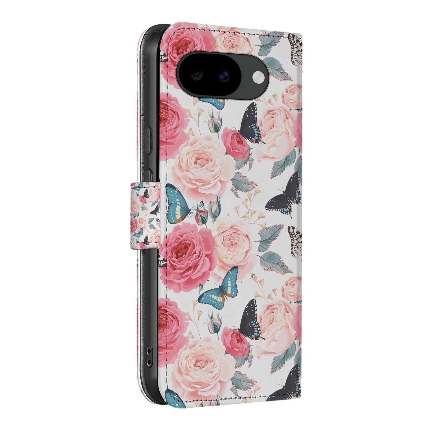 Bookcase hoesje Google Pixel 10a met Roze Butterfly print