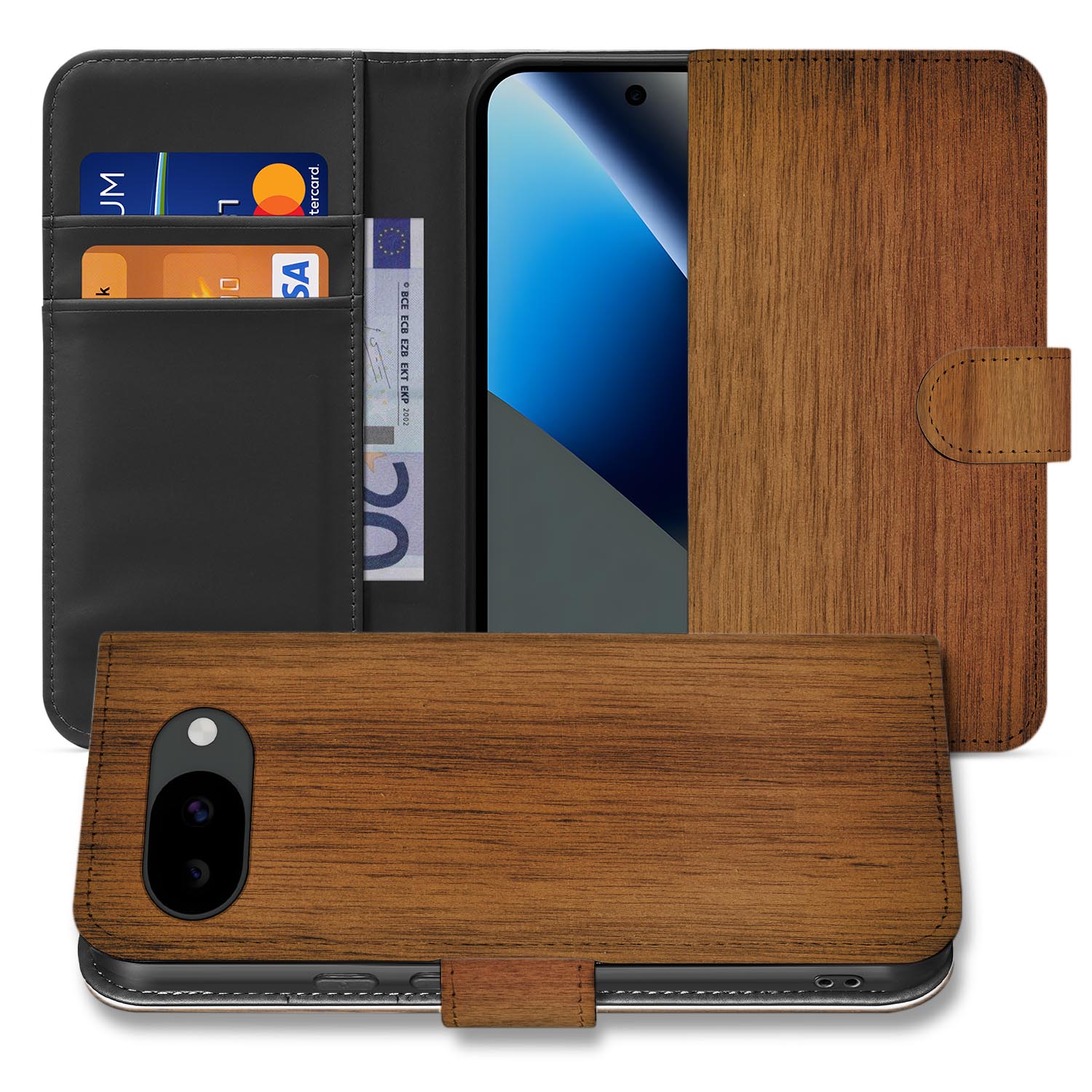 Donker Hout bookcase hoesje voor de Google Pixel 10a