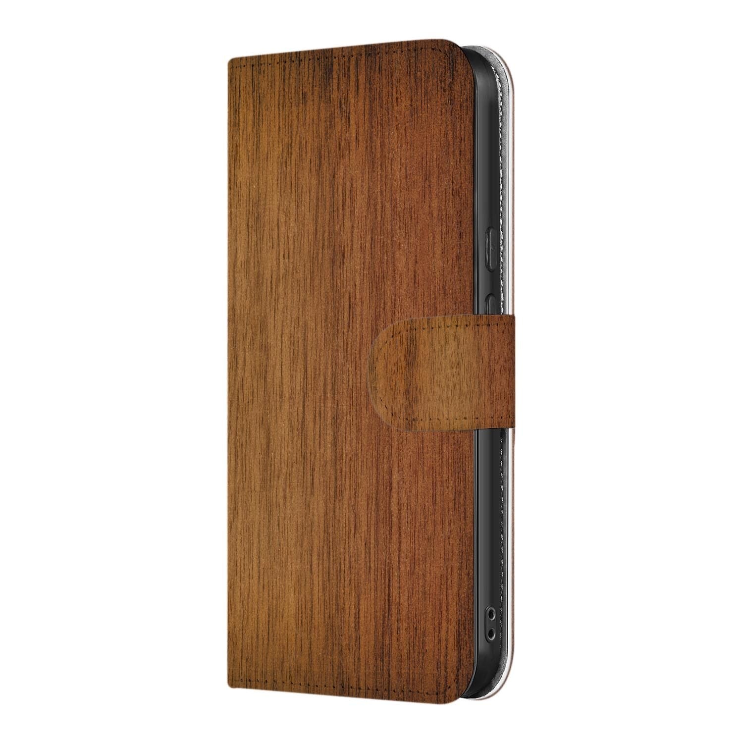 Donker Hout wallet hoesje voor Google Pixel 10a met pasjeshouder