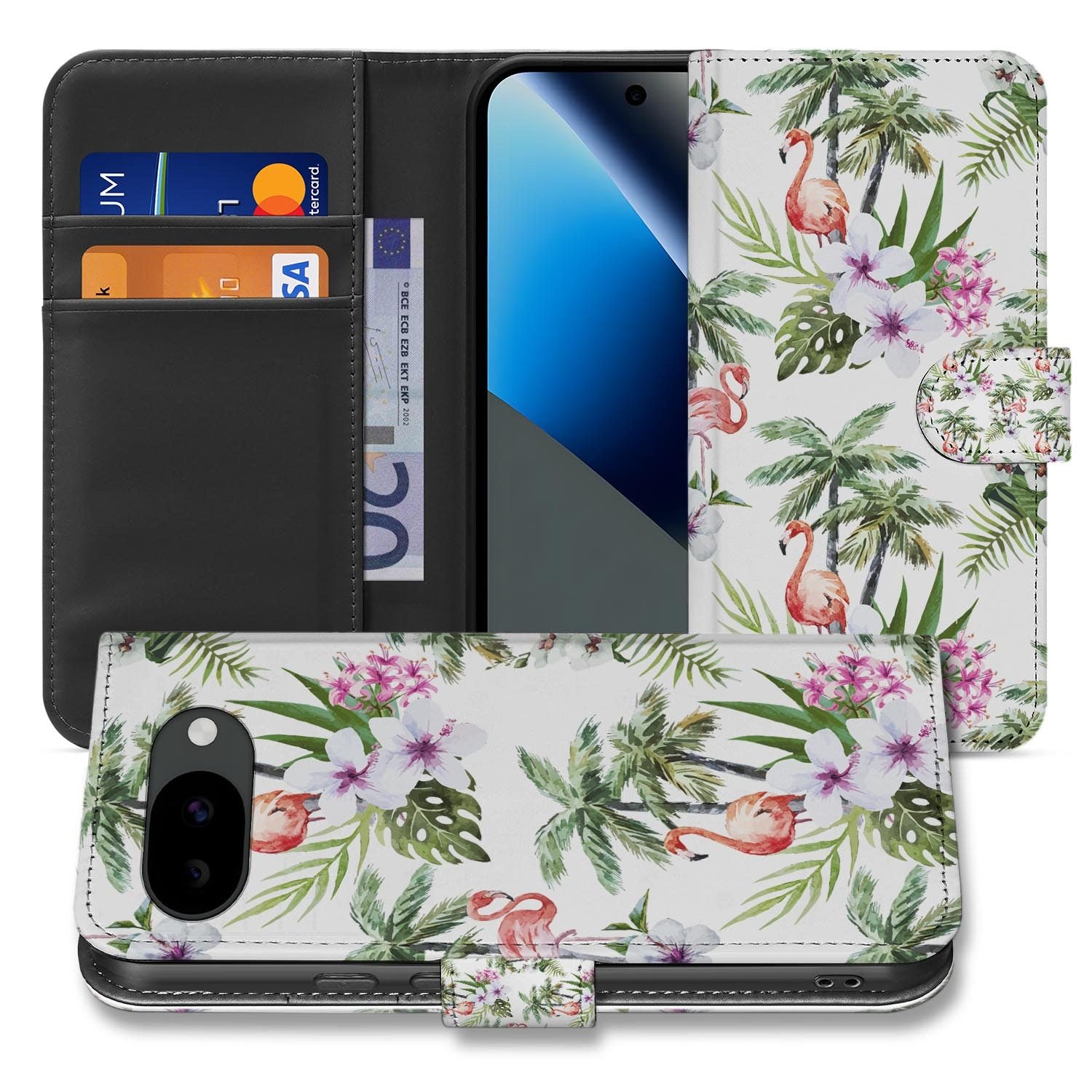 Flamingo Palms bookcase hoesje voor de Google Pixel 10a