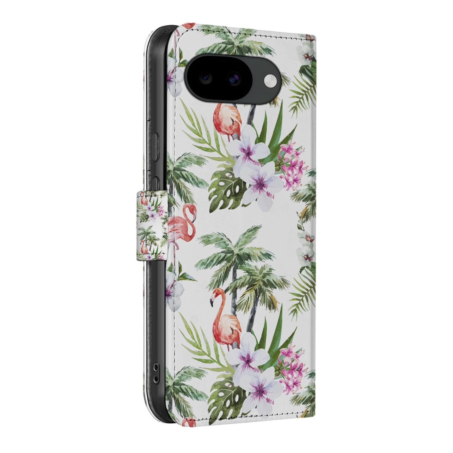 Bookcase hoesje Google Pixel 10a met Flamingo Palms print