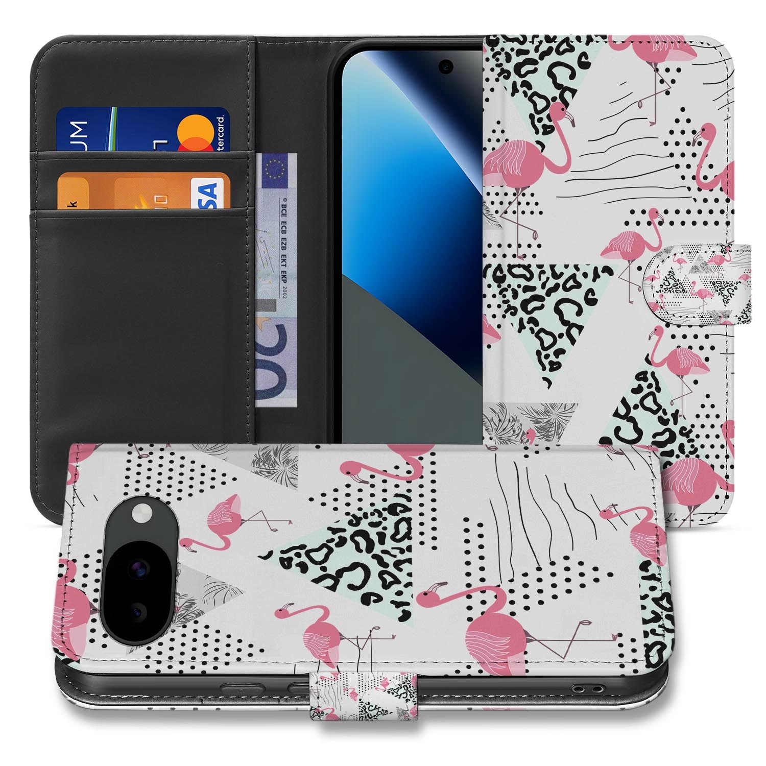 Flamingo Triangle bookcase hoesje voor de Google Pixel 10a