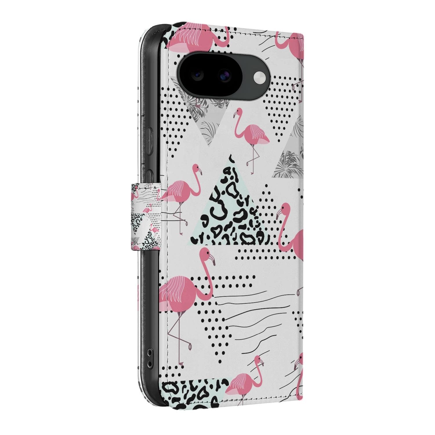 Bookcase hoesje Google Pixel 10a met Flamingo Triangle print