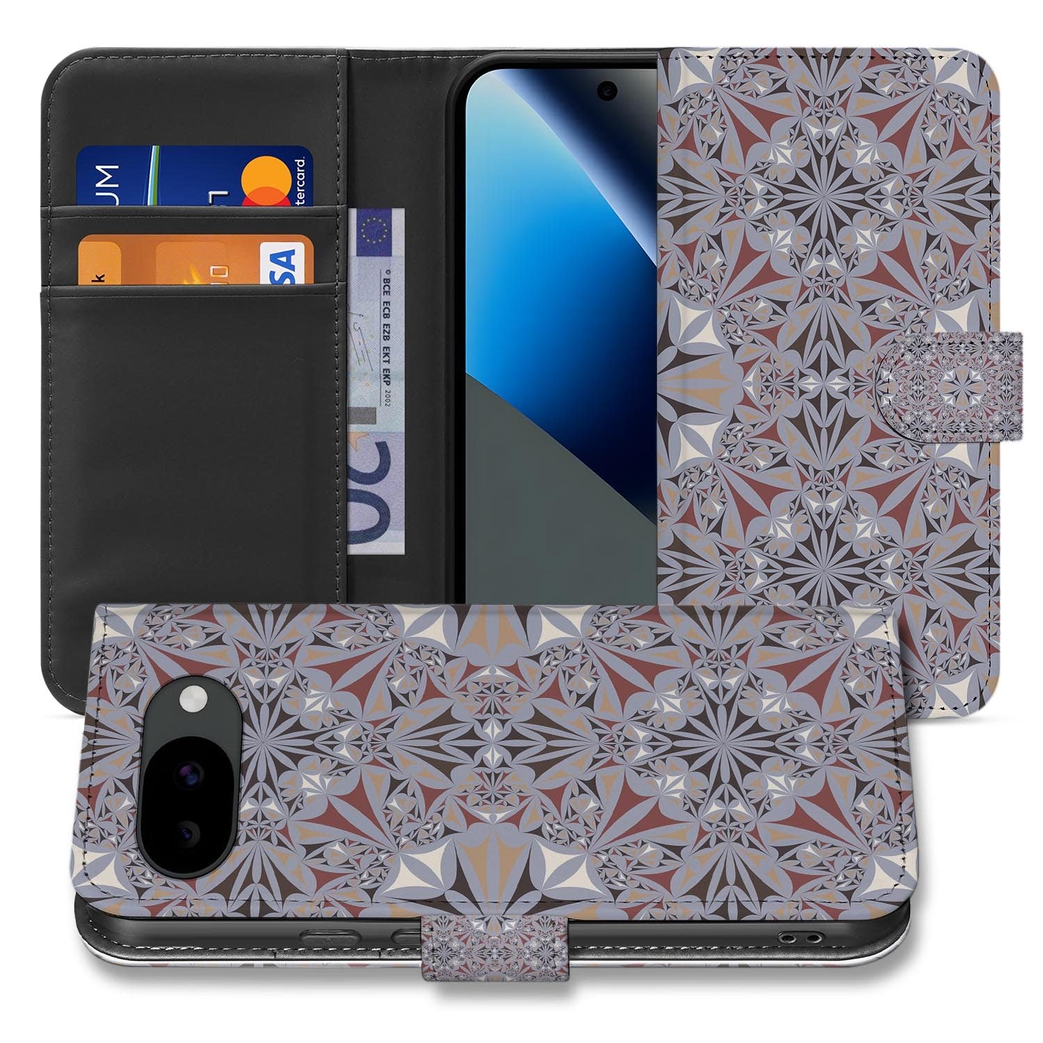 Bloemenpatroon bookcase hoesje voor de Google Pixel 10a