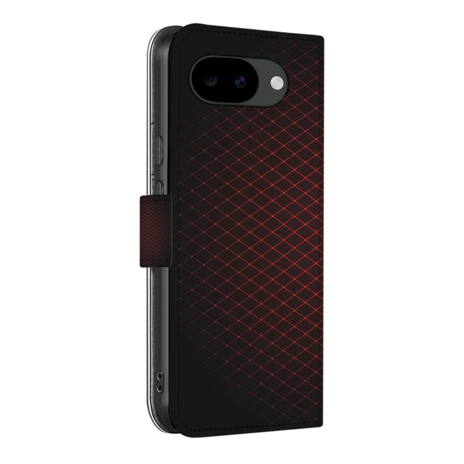 Google Pixel 10a book case hoesje Geruit Rood, met vakken voor pasjes