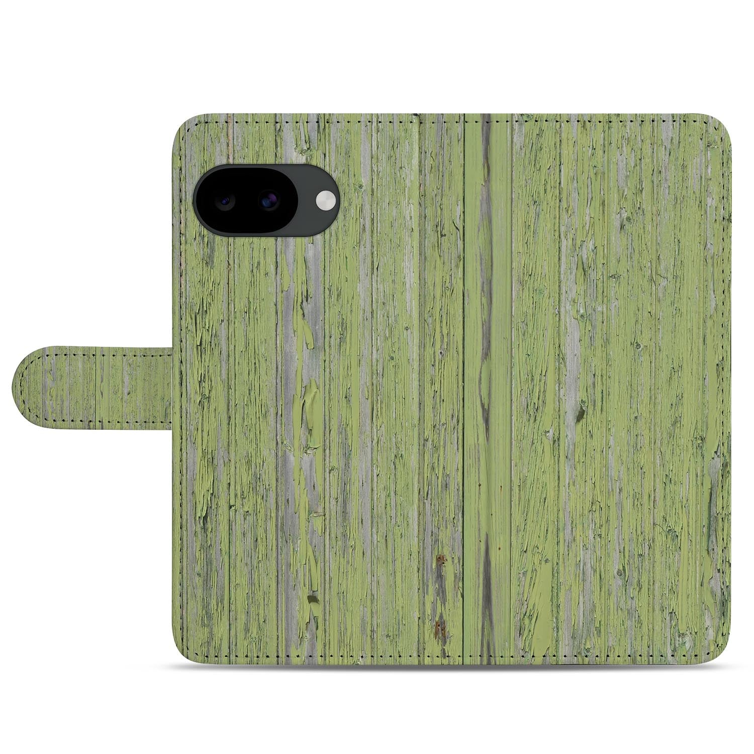 Google Pixel 10a portemonnee hoesje met Groen Houtnerf design
