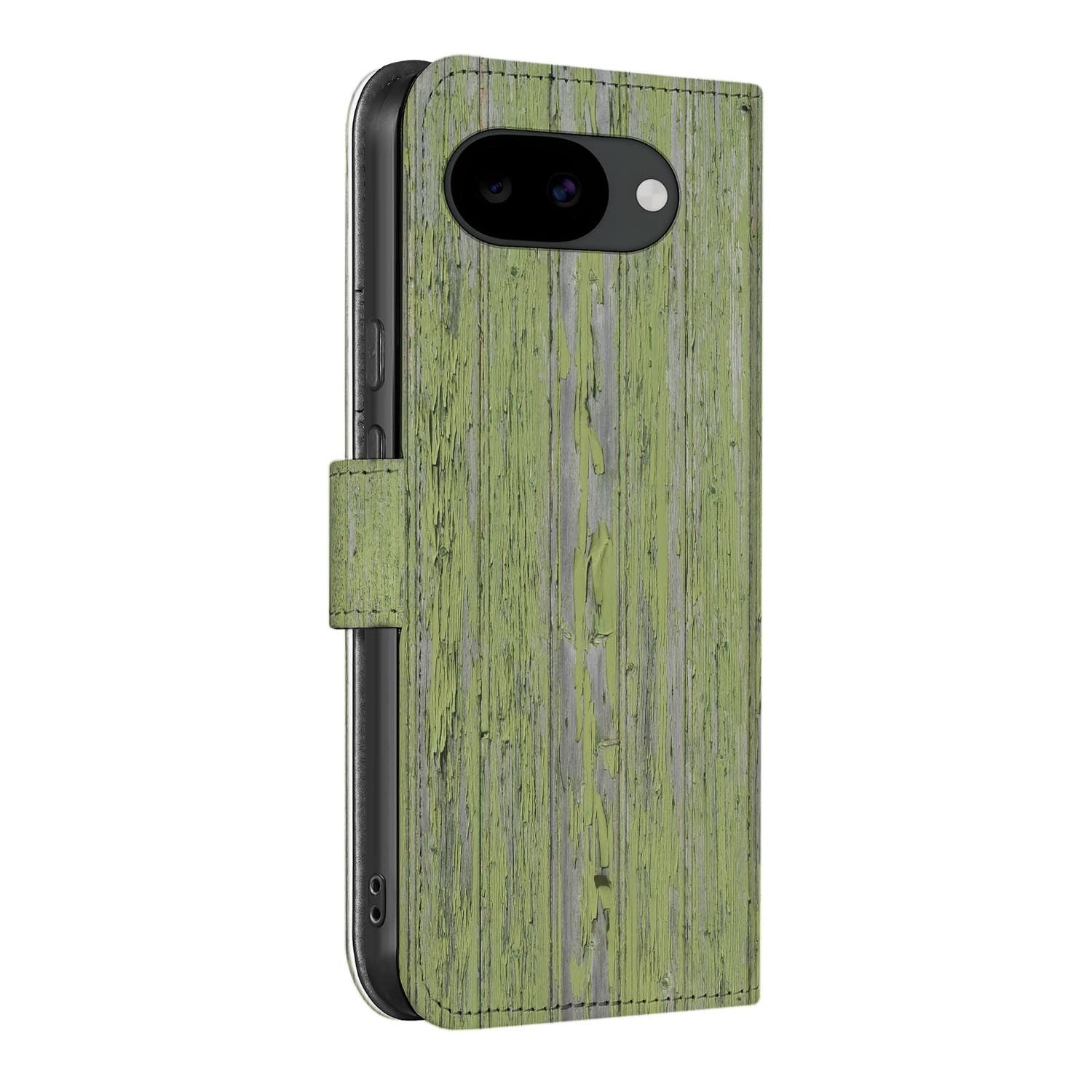 Bookcase hoesje Google Pixel 10a met Groen Houtnerf print