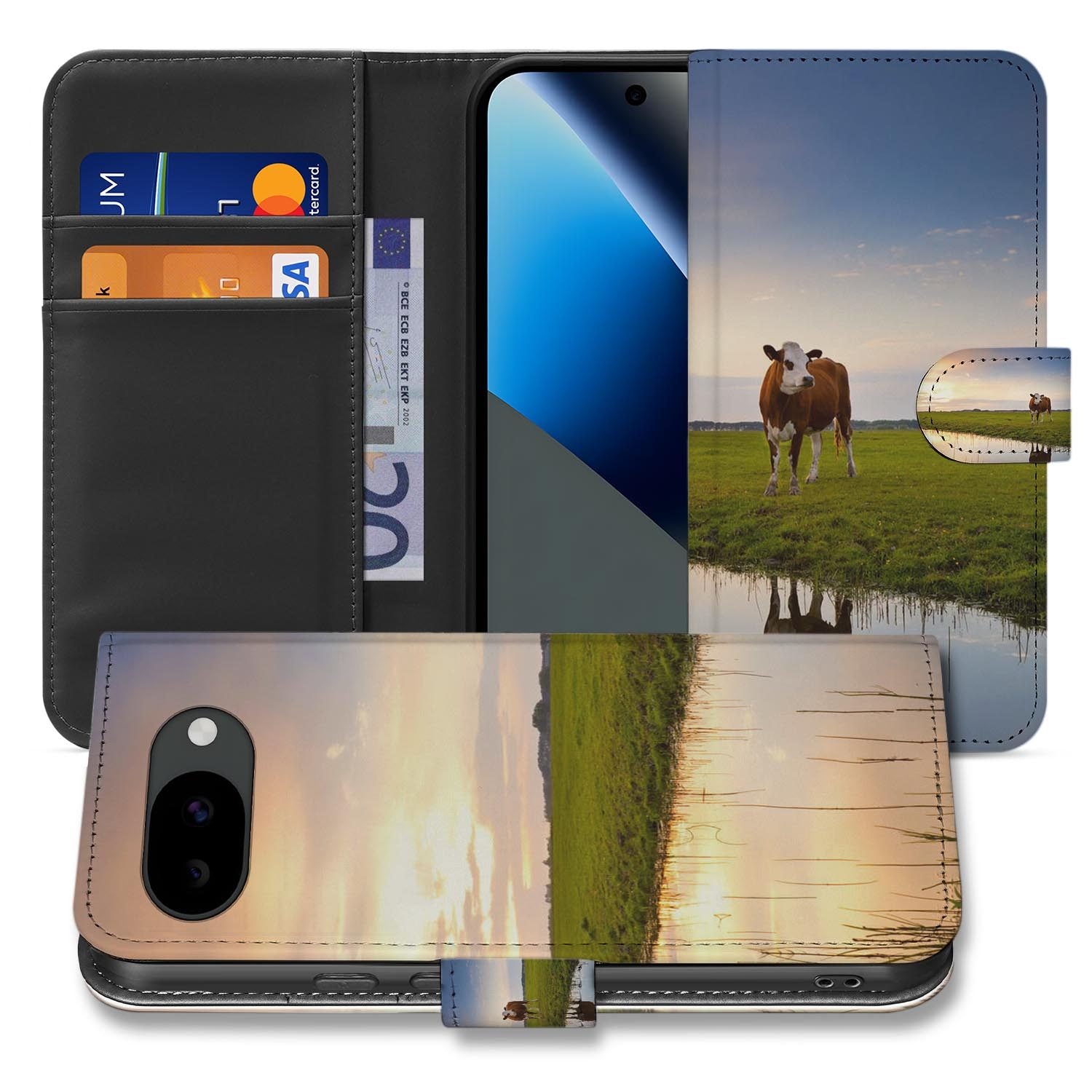 Koeienprint bookcase hoesje voor de Google Pixel 10a