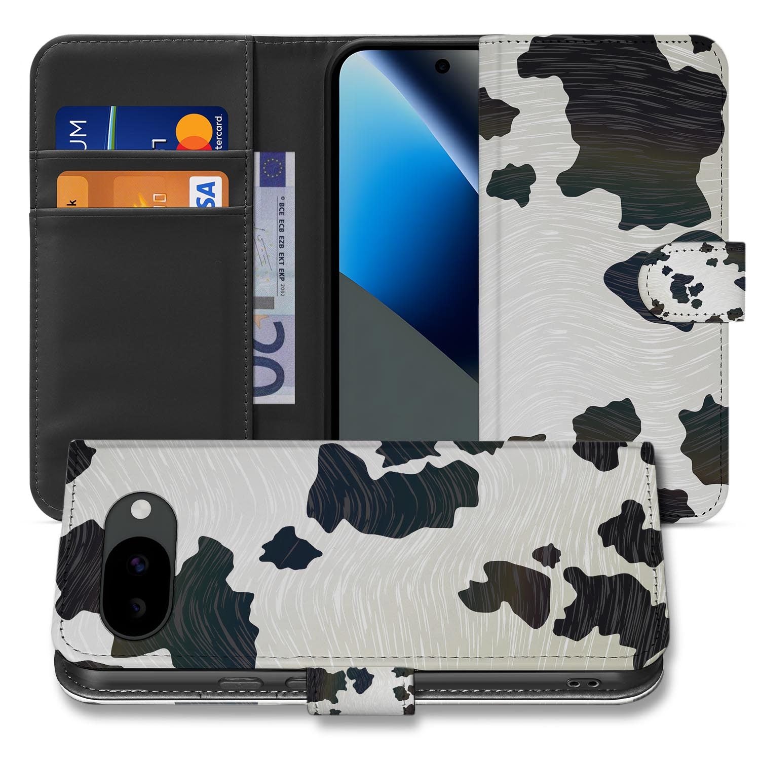 Koeienvlekken bookcase hoesje voor de Google Pixel 10a