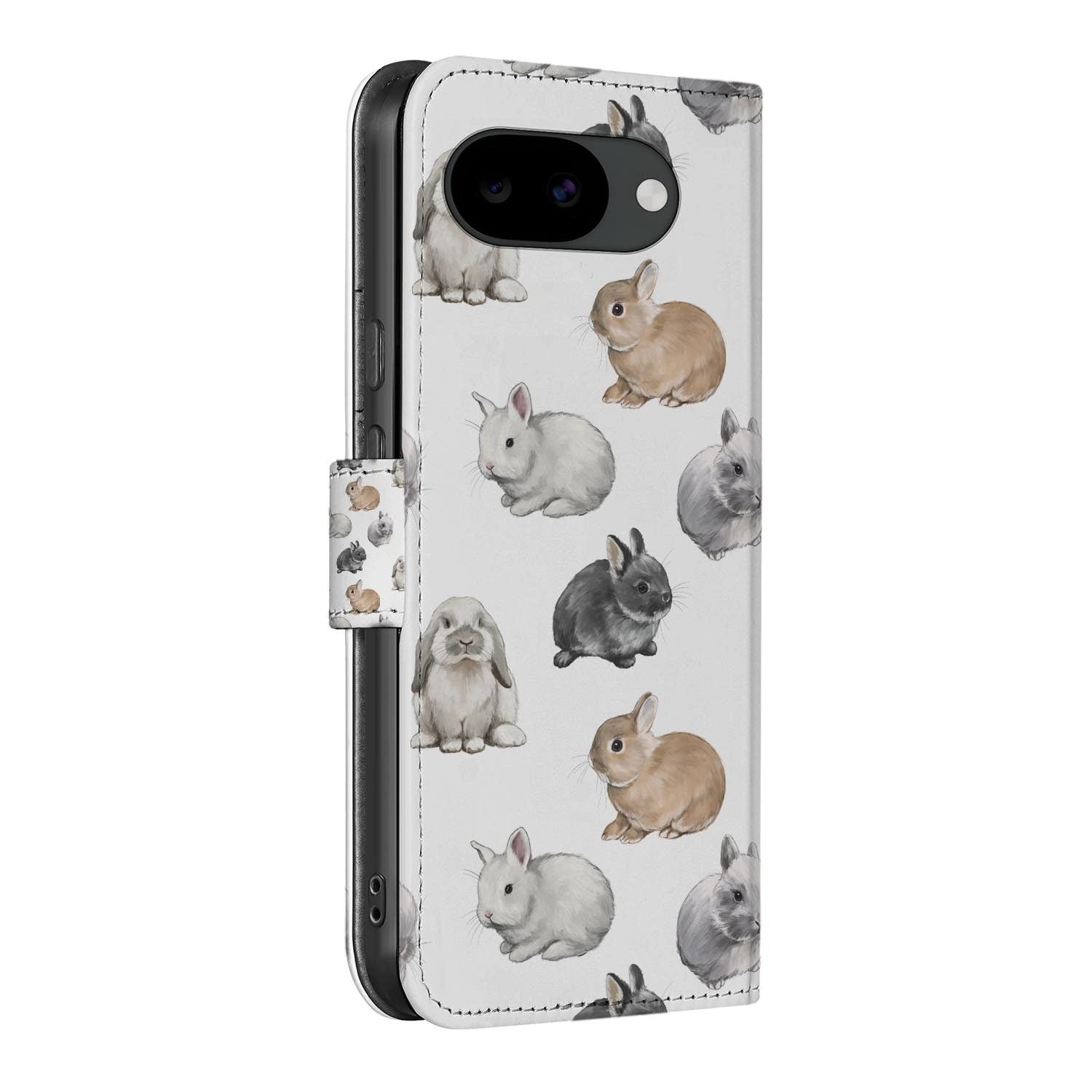 Bookcase hoesje Google Pixel 10a met Konijntjes print