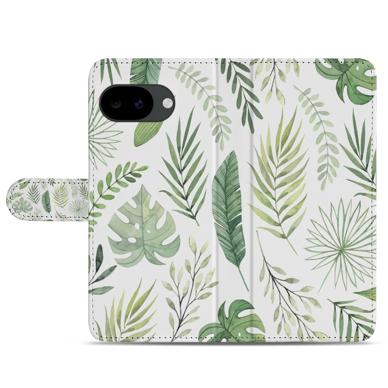 Google Pixel 10a portemonnee hoesje met Bladeren Lichtgroen design