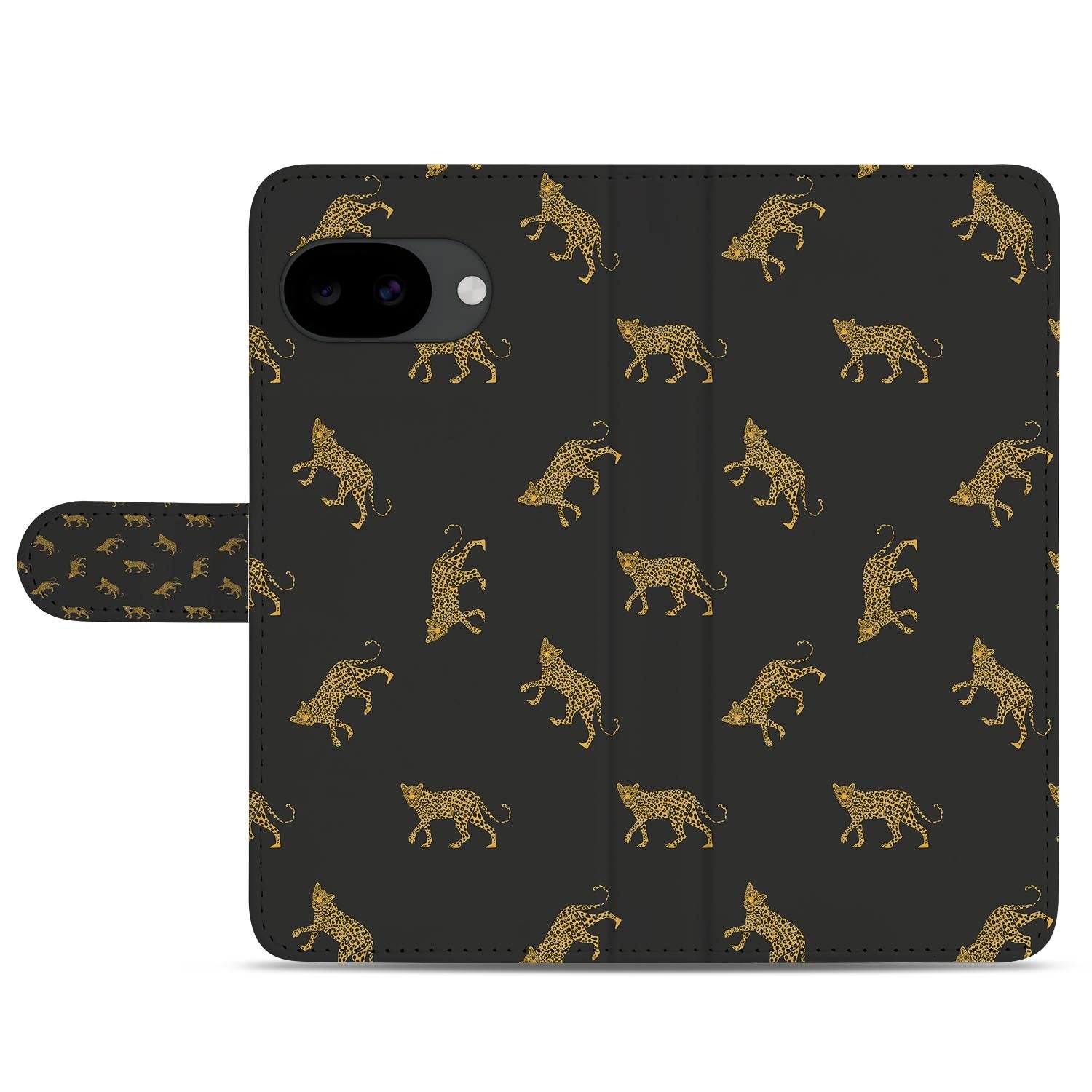 Google Pixel 10a portemonnee hoesje met Luipaardprint Goud design
