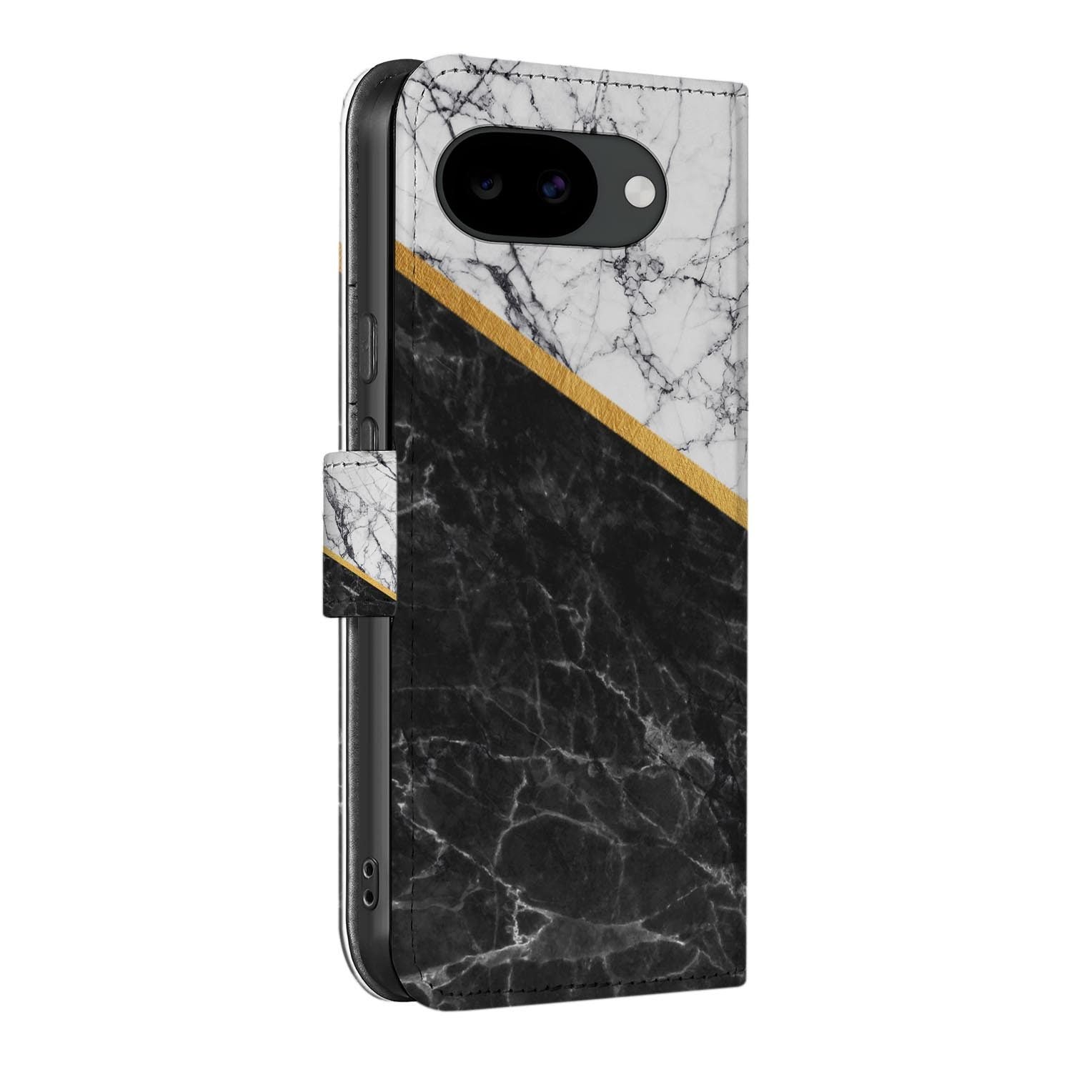 Bookcase hoesje Google Pixel 10a met Marmer Wit Zwart print
