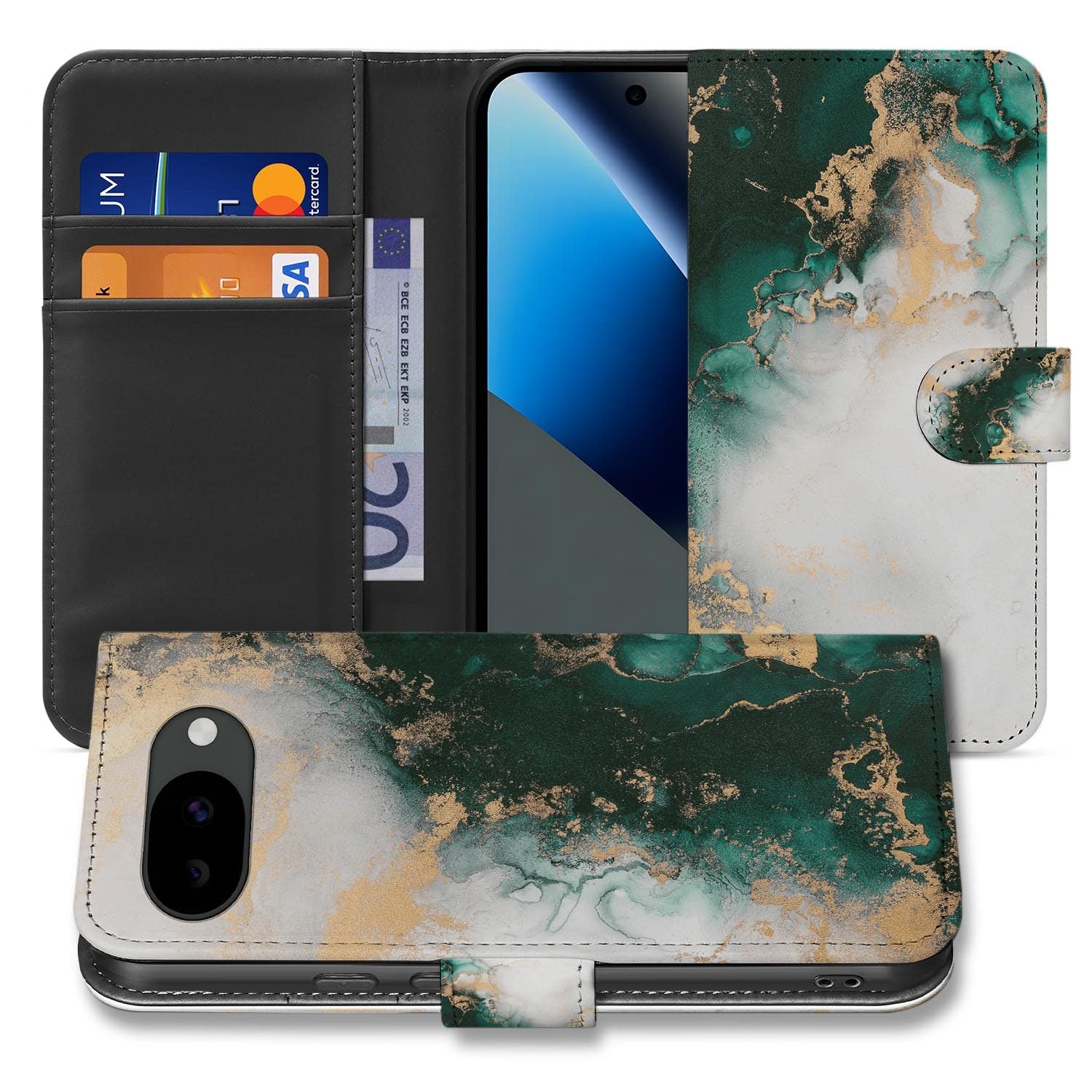 Marmer Groen bookcase hoesje voor de Google Pixel 10a