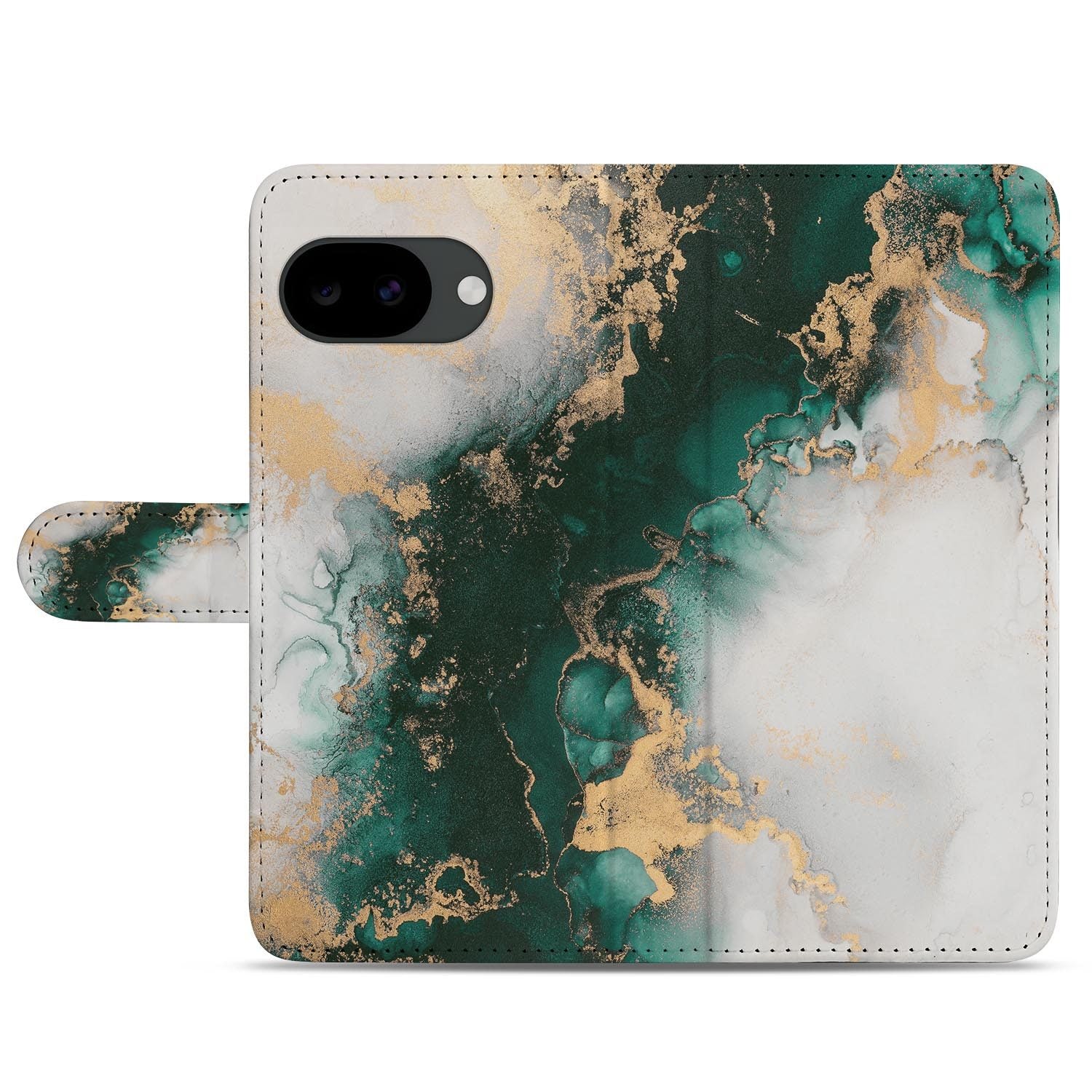 Google Pixel 10a portemonnee hoesje met Marmer Groen design