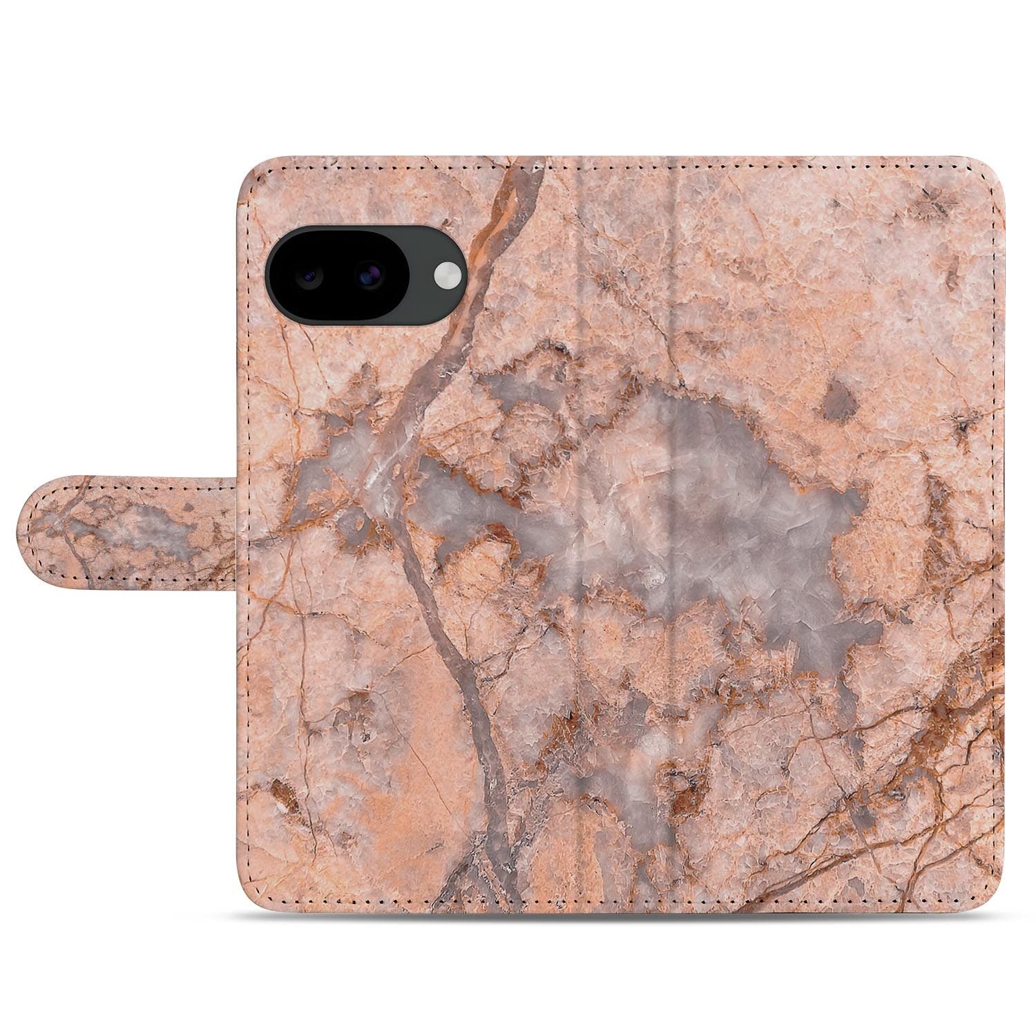 Google Pixel 10a portemonnee hoesje met Marmer Oranje design
