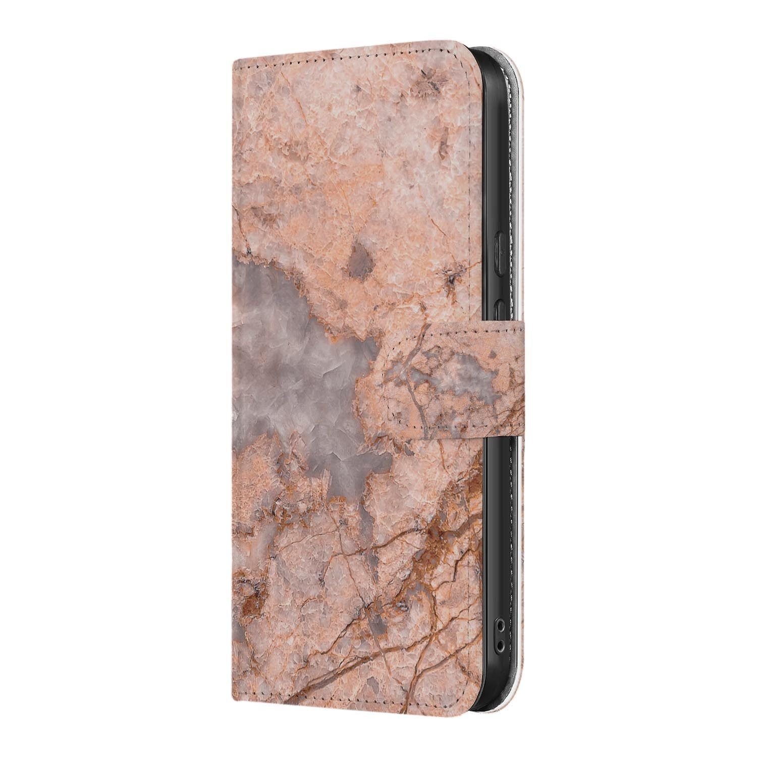 Marmer Oranje wallet hoesje voor Google Pixel 10a met pasjeshouder