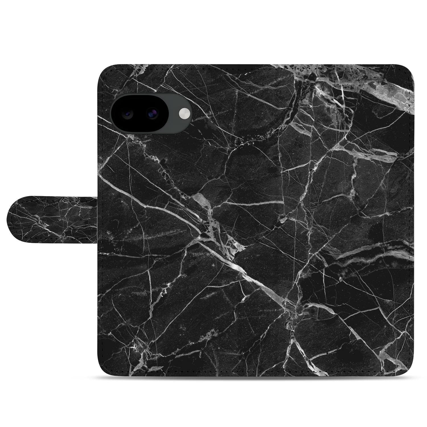 Google Pixel 10a portemonnee hoesje met Zwart Marmer design