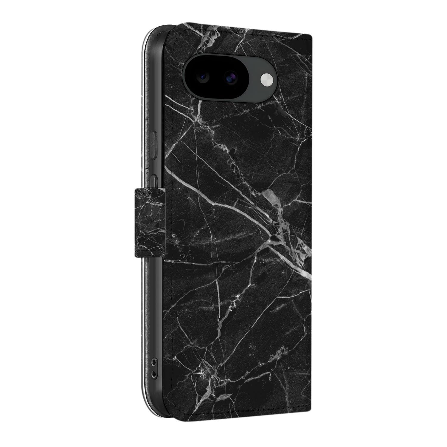 Bookcase hoesje Google Pixel 10a met Zwart Marmer print
