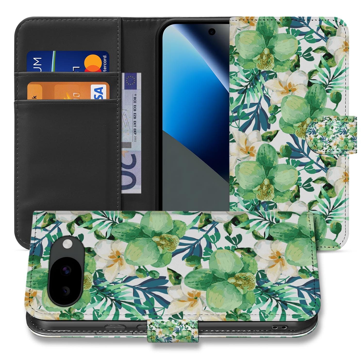 Orchidee Groen bookcase hoesje voor de Google Pixel 10a