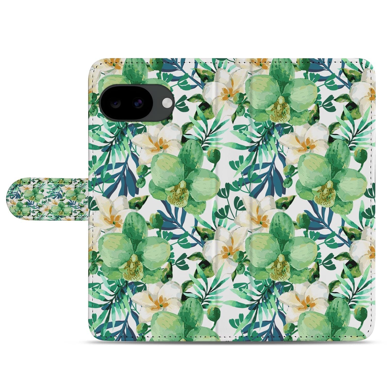 Google Pixel 10a portemonnee hoesje met Orchidee Groen design