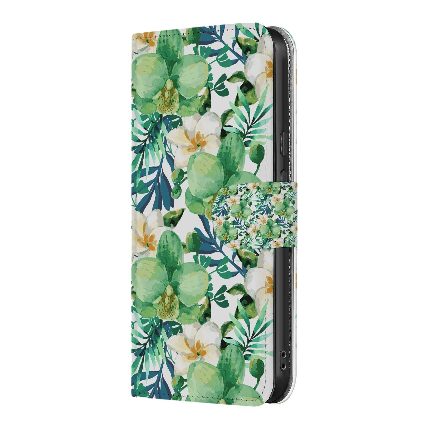 Orchidee Groen wallet hoesje voor Google Pixel 10a met pasjeshouder