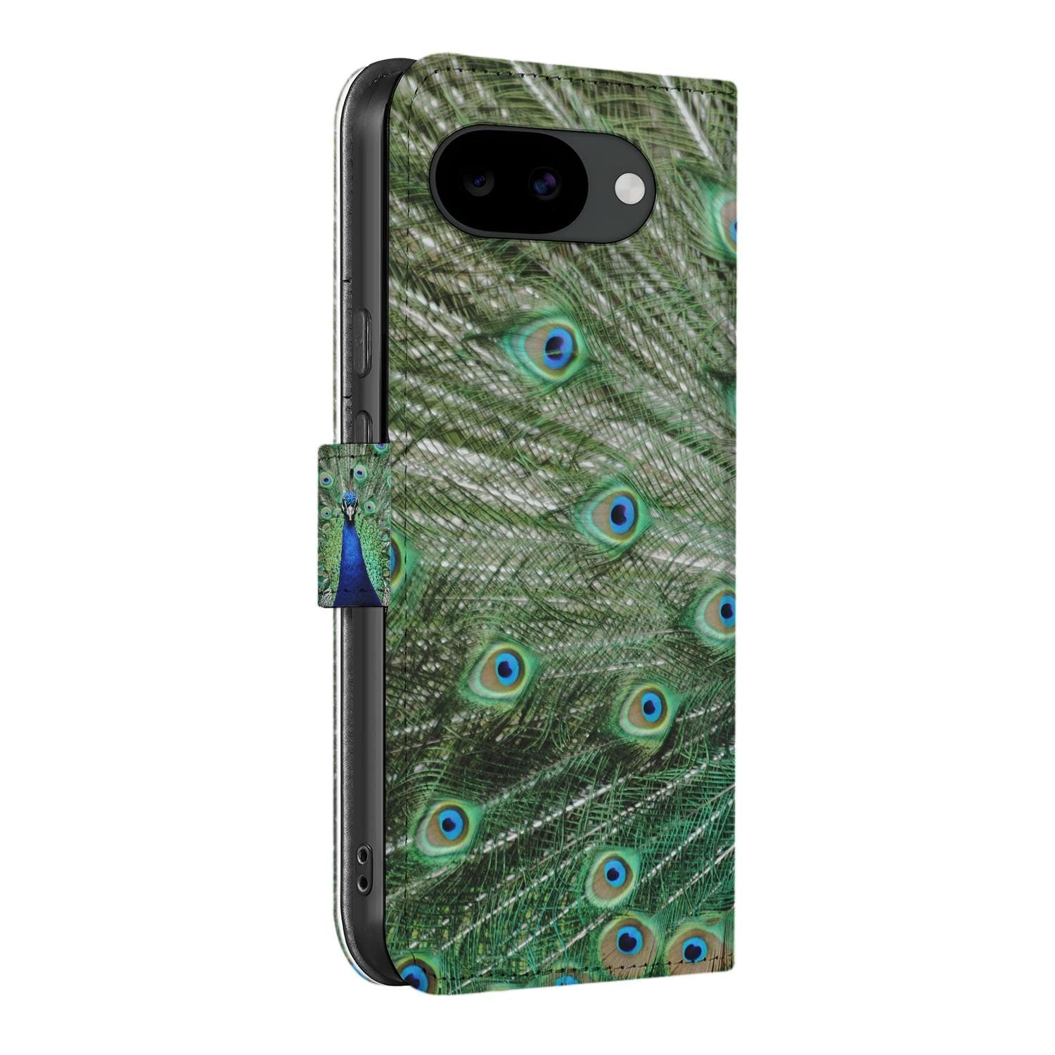 Bookcase hoesje Google Pixel 10a met Pauwprint print