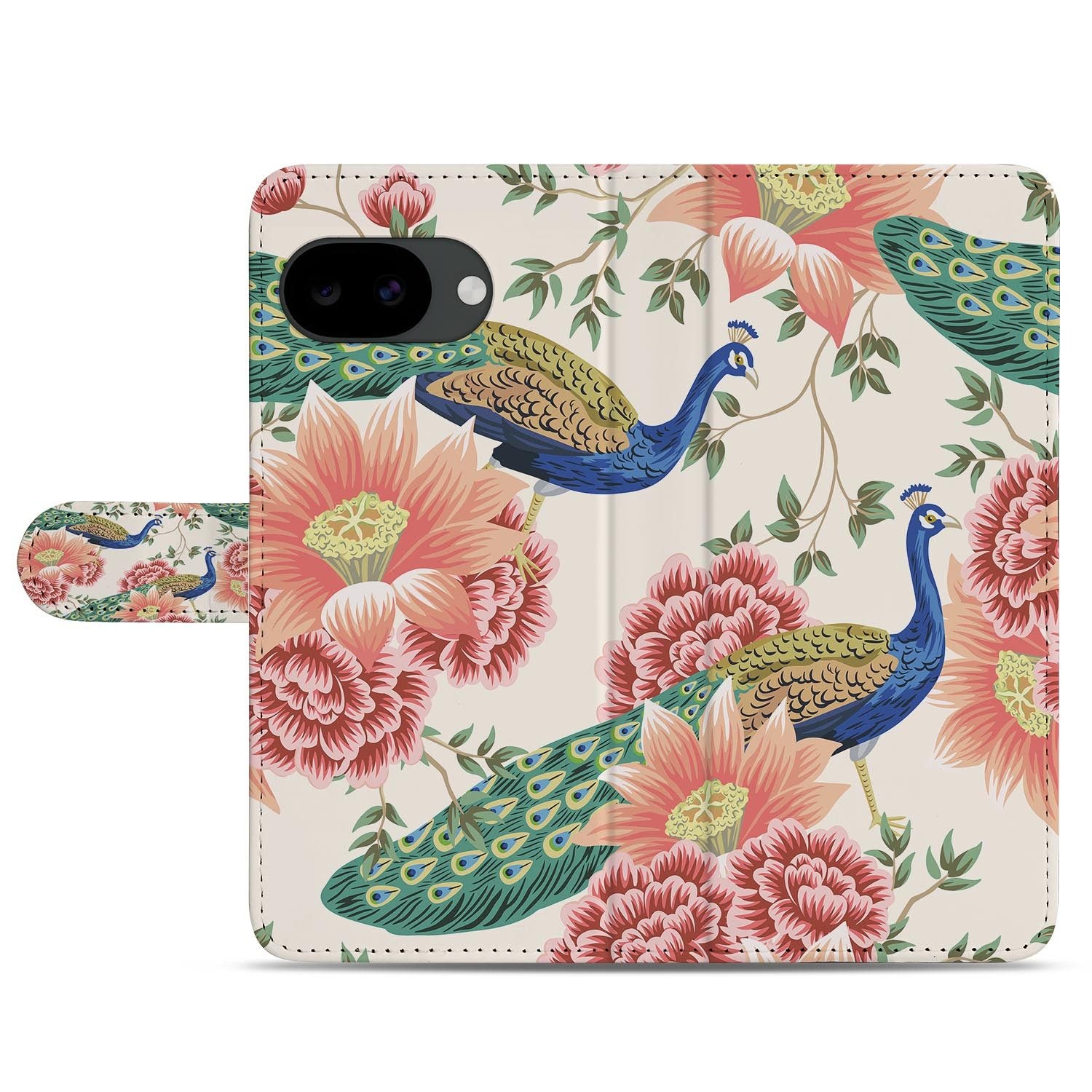 Google Pixel 10a portemonnee hoesje met Pink Peacock design