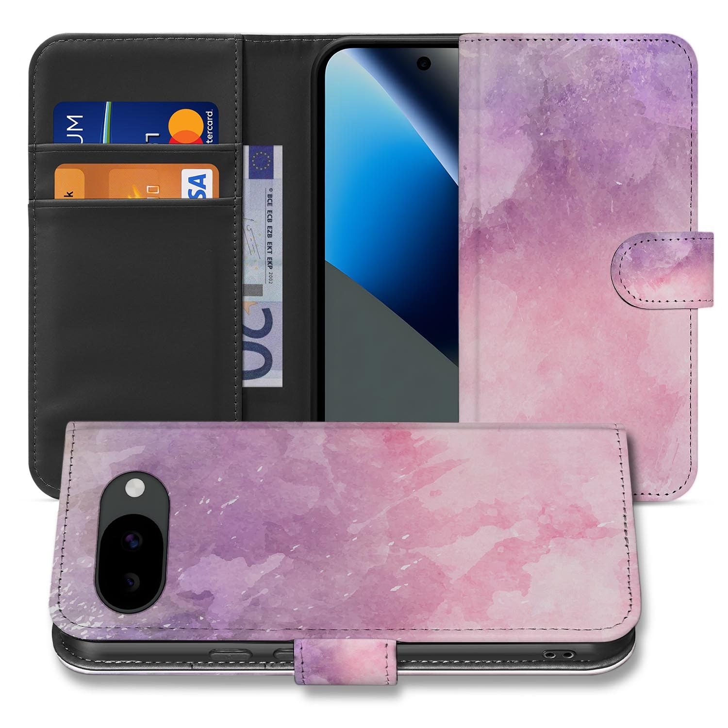 Roze Paars Paint bookcase hoesje voor de Google Pixel 10a