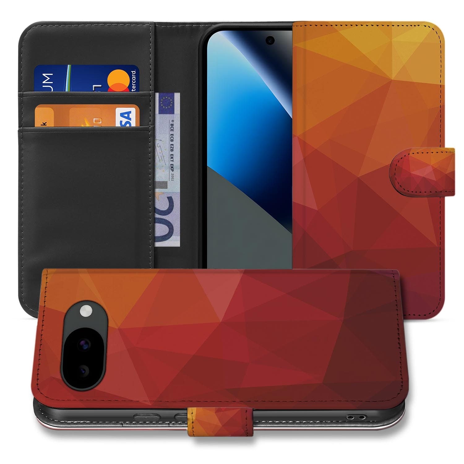 Polygon Rood bookcase hoesje voor de Google Pixel 10a
