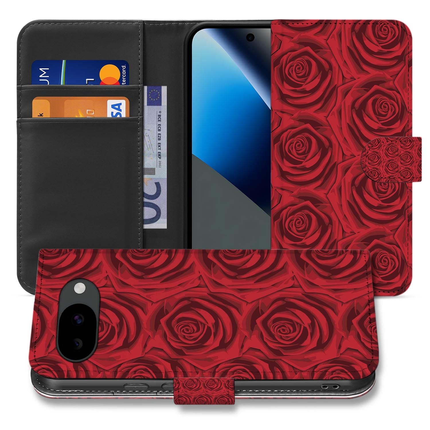 Red Roses bookcase hoesje voor de Google Pixel 10a