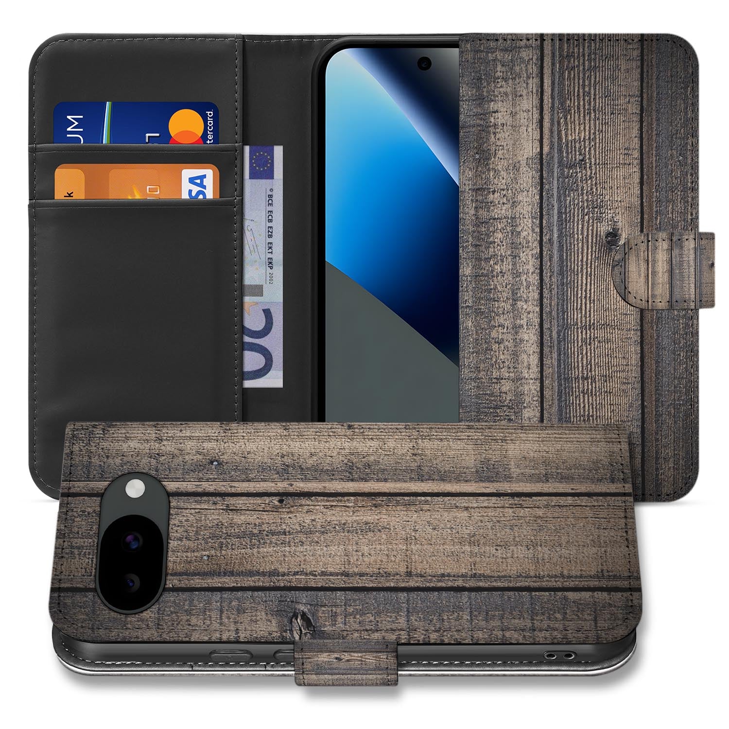 Steigerhout bookcase hoesje voor de Google Pixel 10a