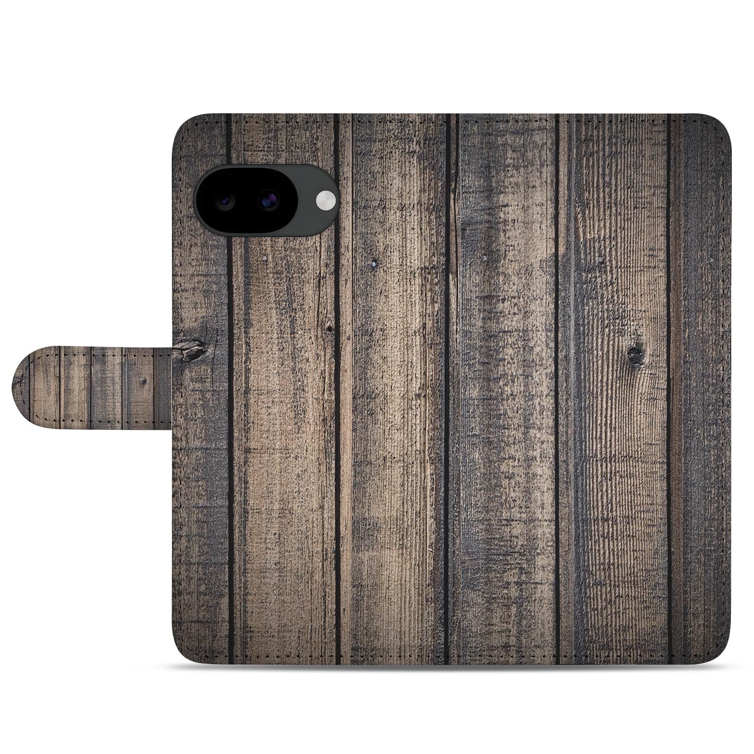 Google Pixel 10a portemonnee hoesje met Steigerhout design