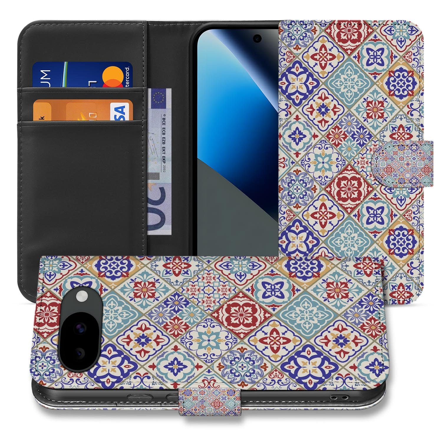 Tegelpatroon bookcase hoesje voor de Google Pixel 10a